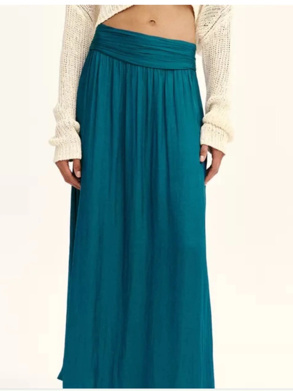 Zara Teal Maxi Skirt with Ruched Waistband
